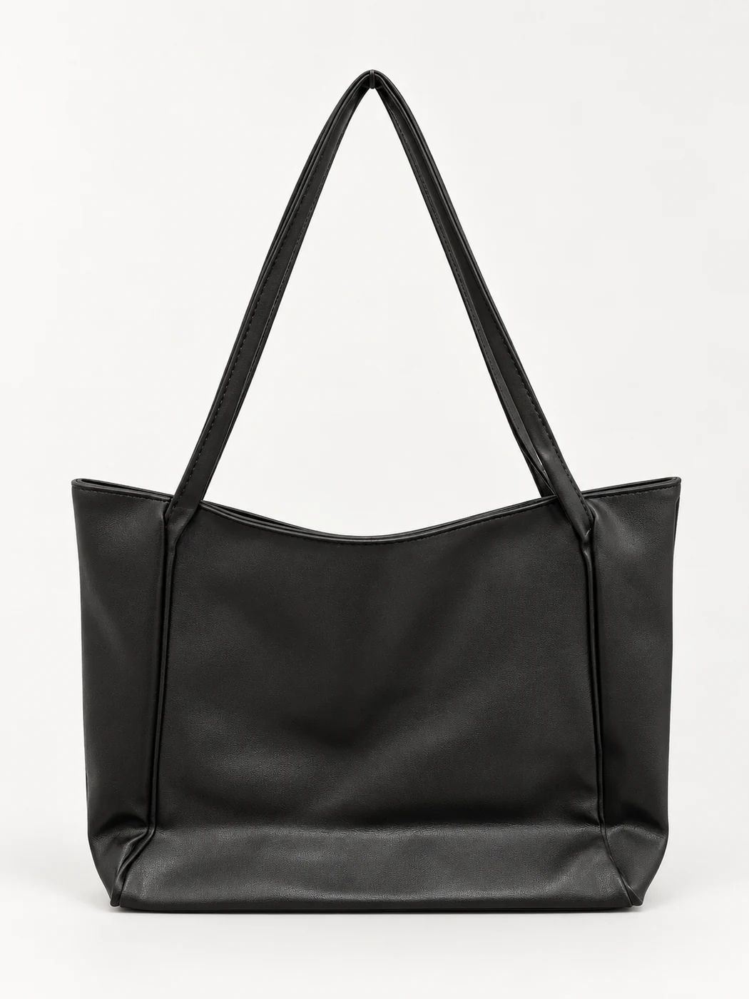 Siyah Kavisli Ağızlı Minimalist Tote Omuz Çantası