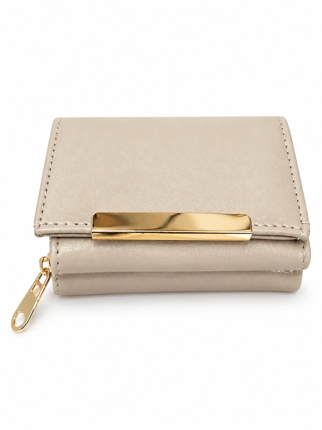 Bej Gold Bar Detaylı Mini Cüzdan