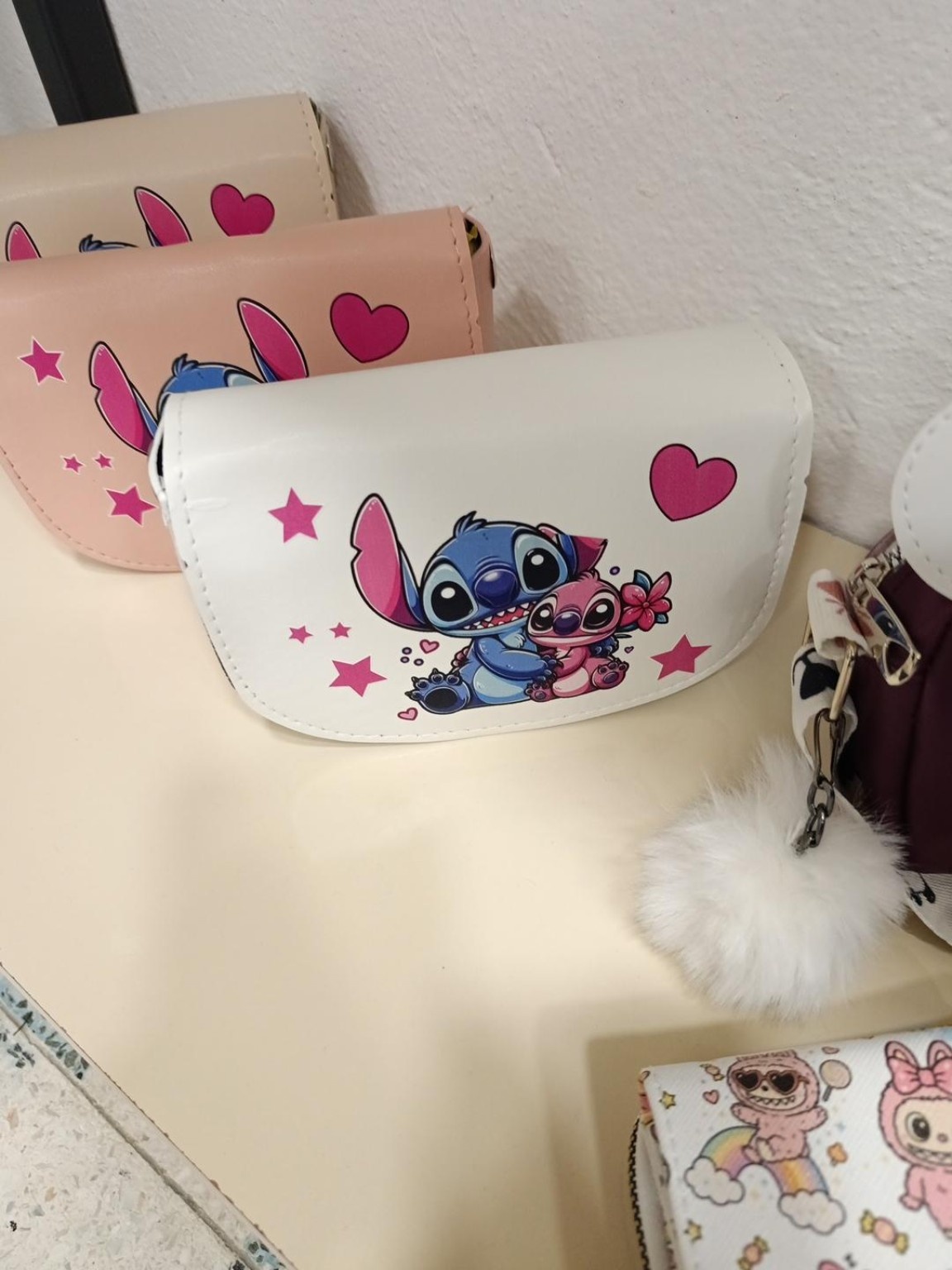 Beyaz Stitch Baskılı Çocuk Çantası
