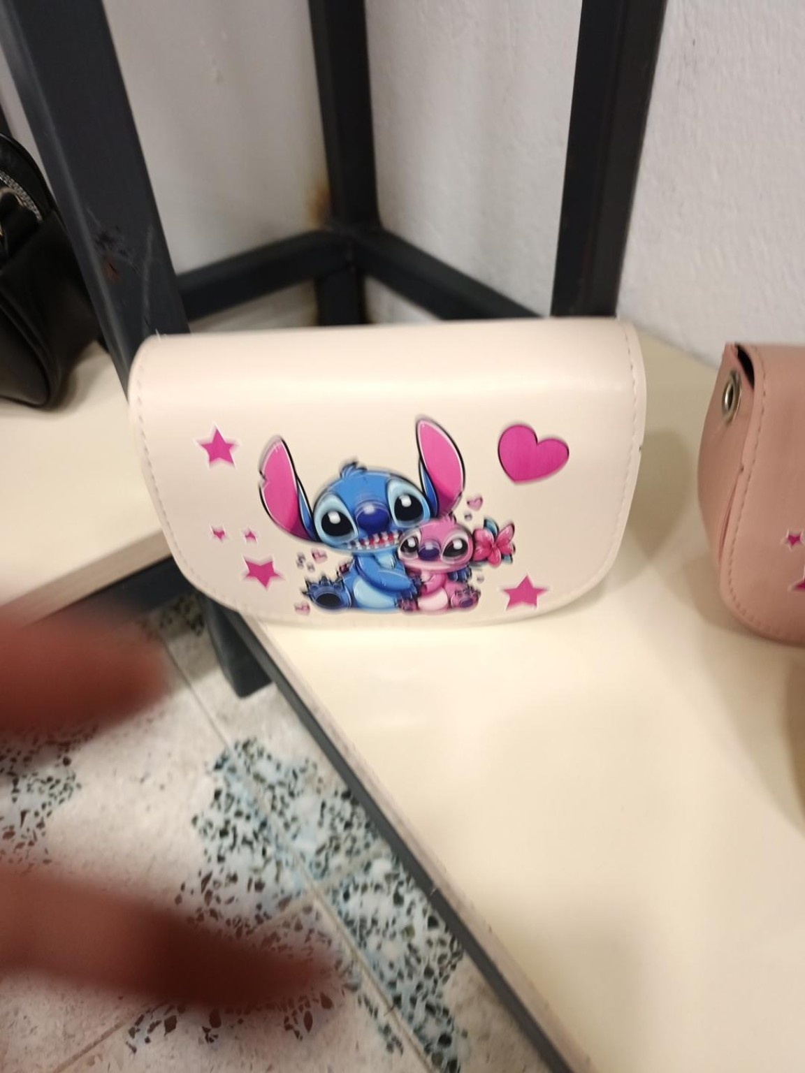 Krem Stitch Baskılı Çocuk Çantası