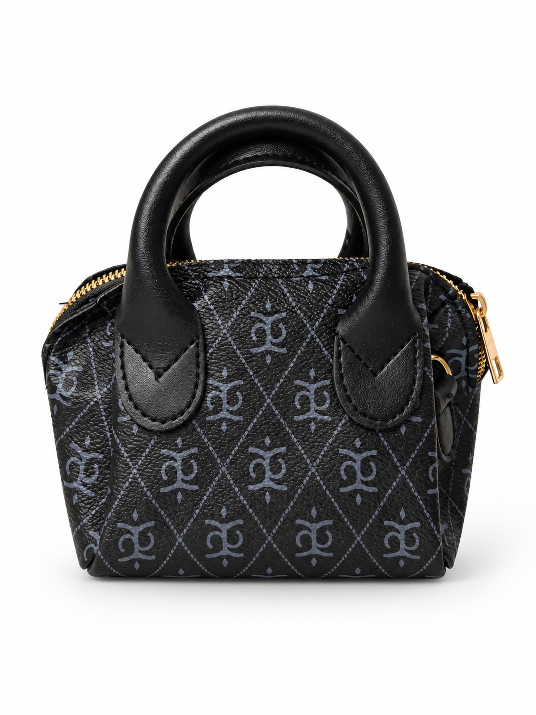Siyah Monogram Desenli Mini El Çantası