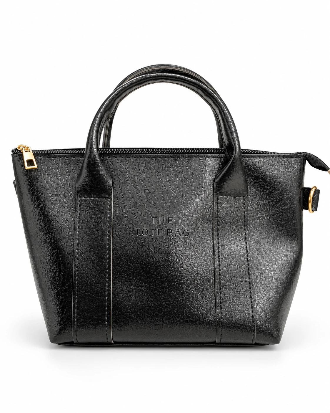 Siyah THE TOTE BAG Yazılı Fermuarlı Mini El Çantası